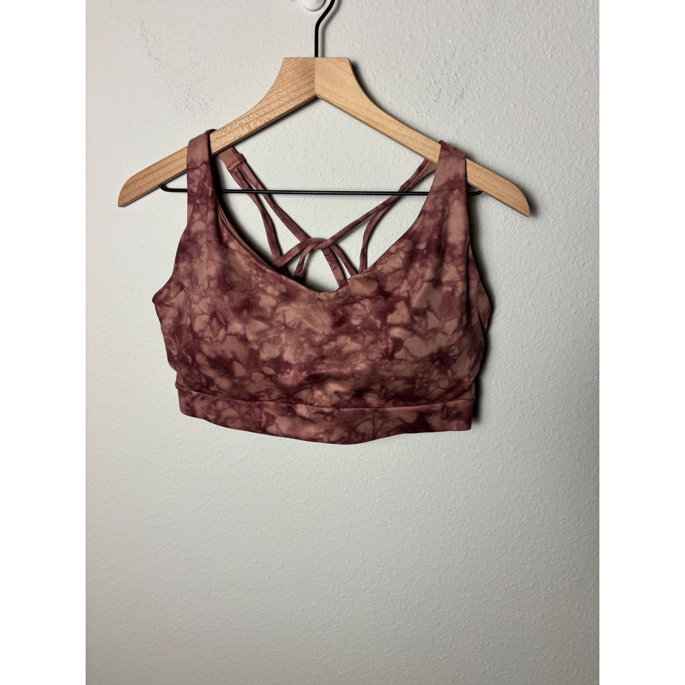 ☀️ Athleta Solace Printed Sports Bra D-DD Rose Tie Dye Strappy Back 531137 S